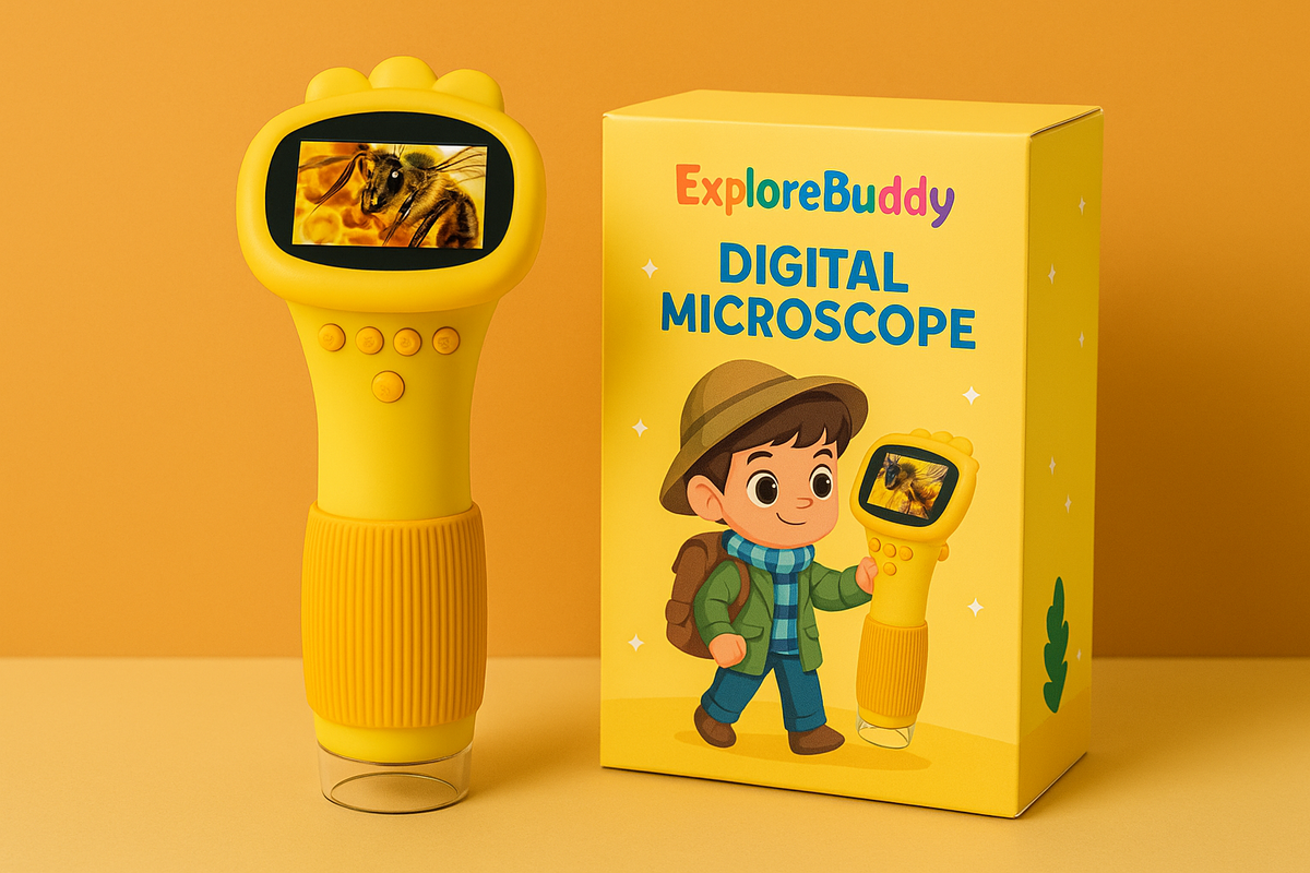 ExploreBuddy™ Kids Digital Microscope — 1000× Zoom | Screen, Photos & Videos