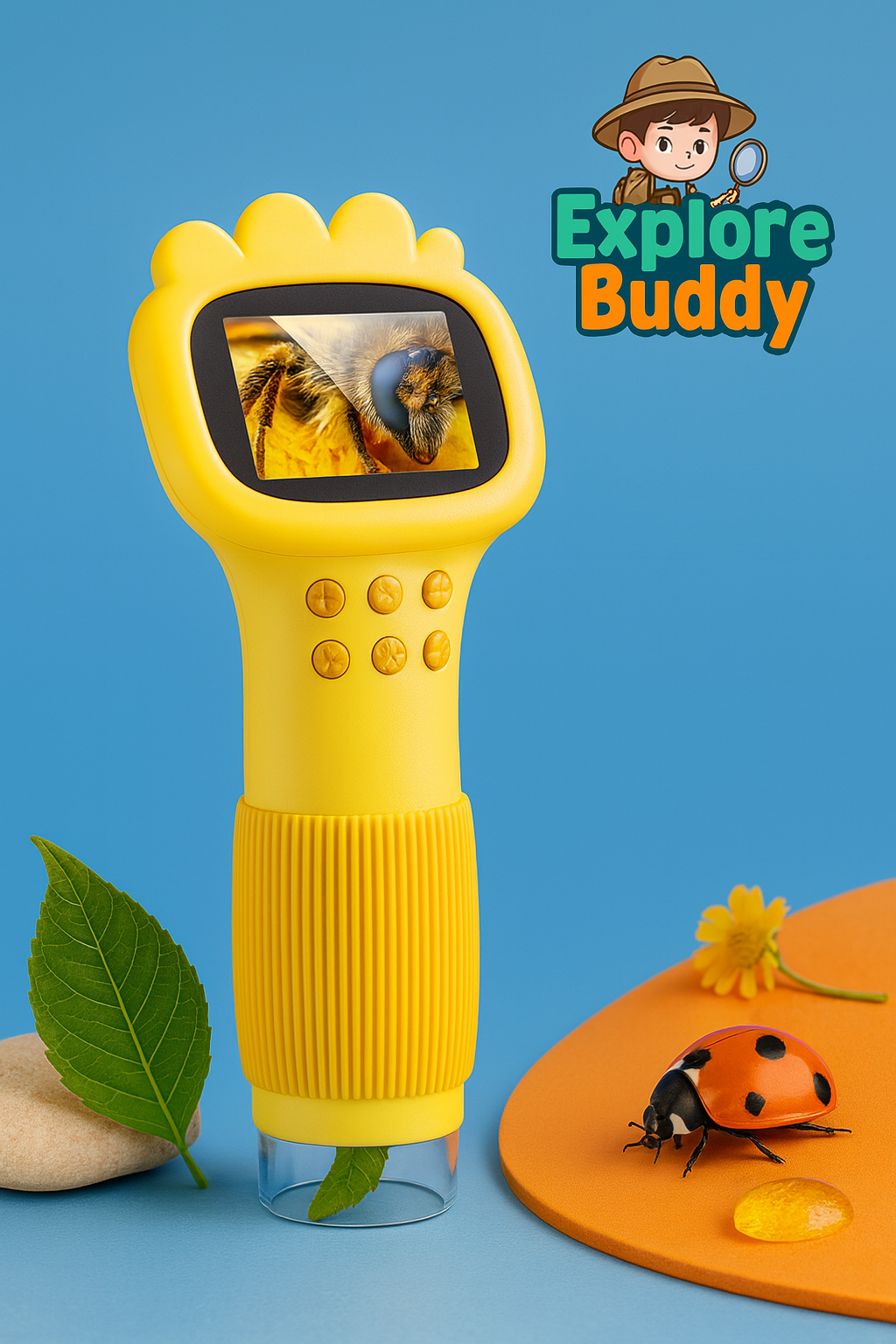 ExploreBuddy™ Kids Digital Microscope — 1000× Zoom | Screen, Photos & Videos