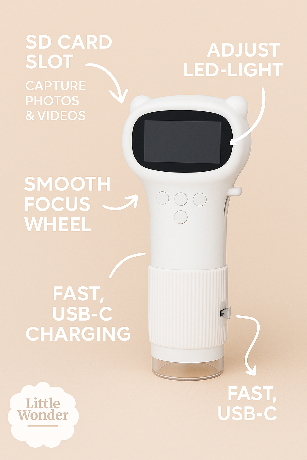 ExploreBuddy™ Kids Digital Microscope — 1000× Zoom | Screen, Photos & Videos